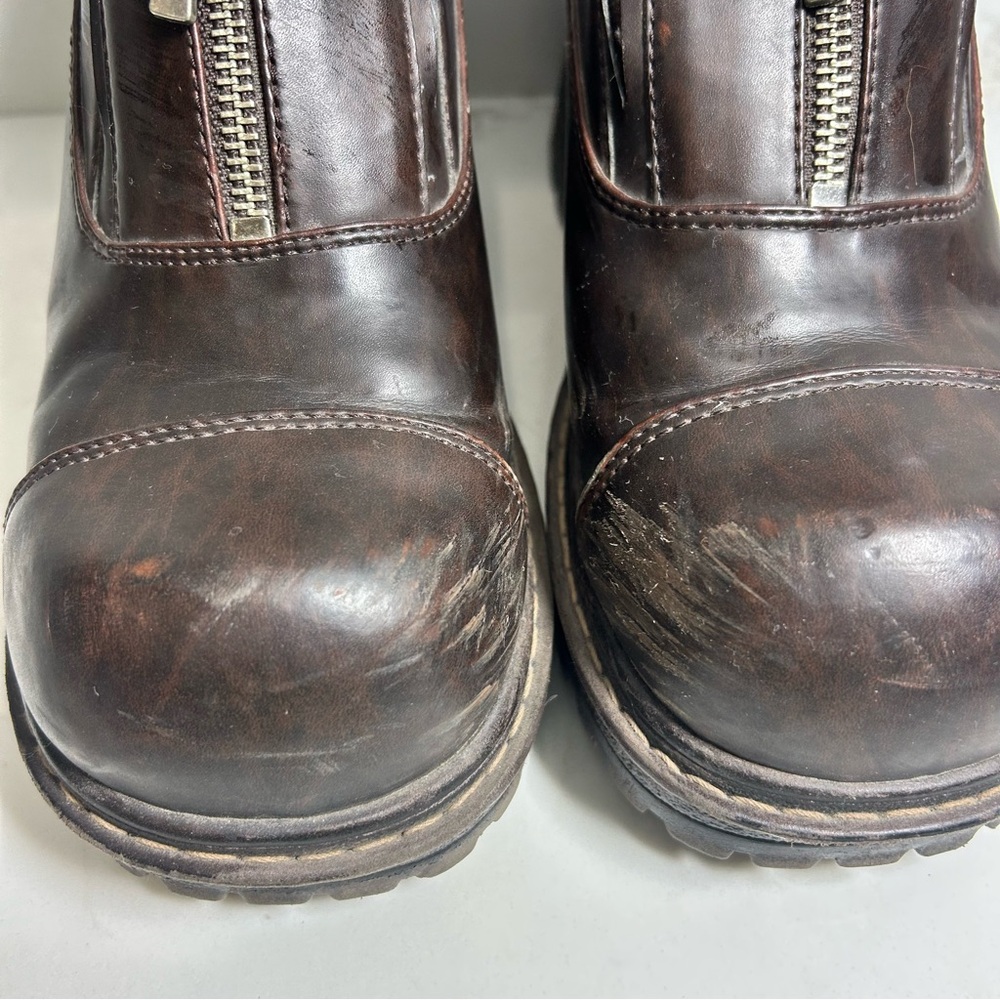 Vintage 90s Y2K Chunky Brown Platform Heels Clogs Womens Size 11 Lower East Side - Picture 3 of 7